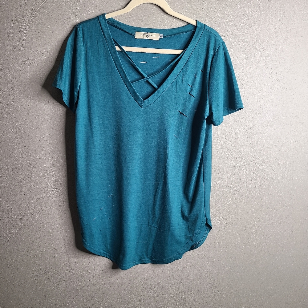 3/$10 Teal Distressed Tee